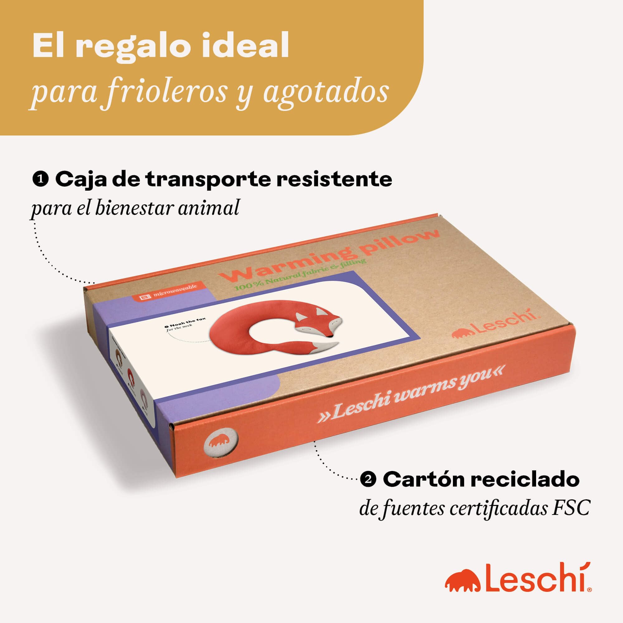 LESCHI Saco Térmico de Semillas para Microondas, de 100% Algodón y Trigo Orgánicos, Bolsa Semillas Microondas ideal para Cuello, Cervical y Espalda, Saco de Semillas en forma de zorro, marrón