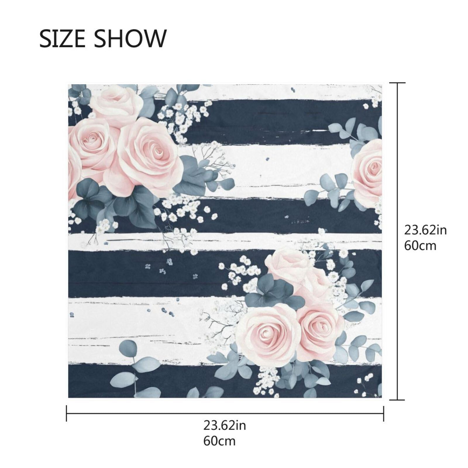 BOESI Striped Background and Rose Pattern Women's Headband, 23.62