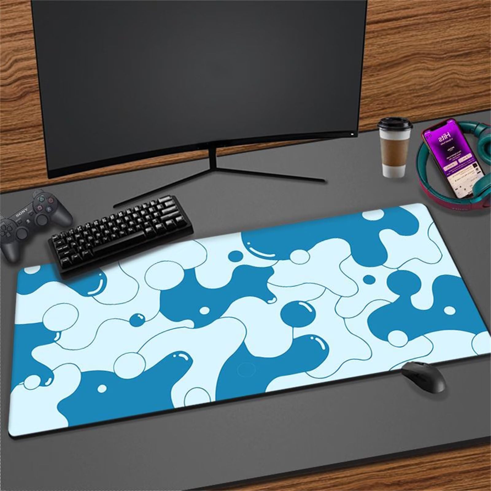 Surwin Tapis De Souris XXL Gaming, Motif Planète 3D Tapis De Souris De Jeu Épaisseur 3mm Mouse Mat Grand Sous Main Bureau Avec Base En Caoutchouc Antidérapante (Planète Violette,300x700mm