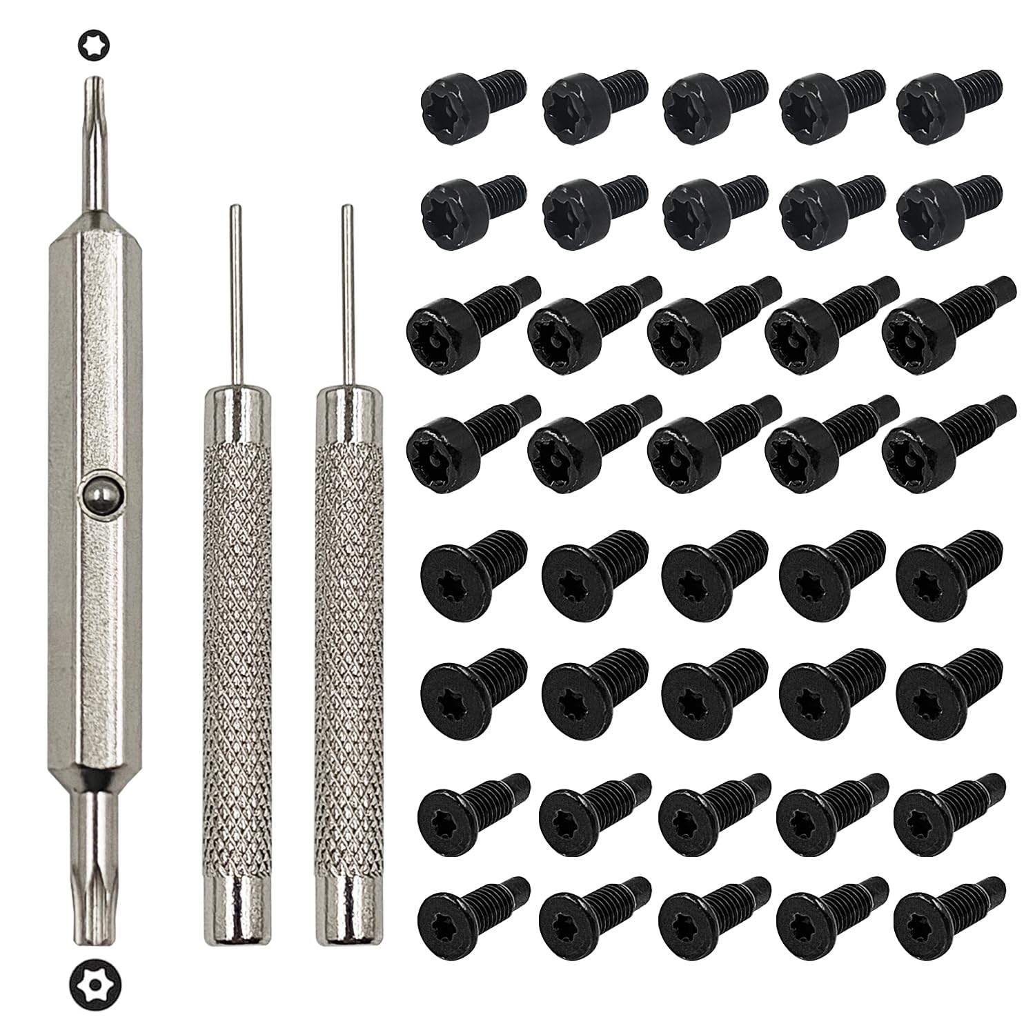 Replacement Security Screws and Screwdriver Kit, 40 Pcs T6 & T15 Replacement + Screwdriver + 2 Key Pack