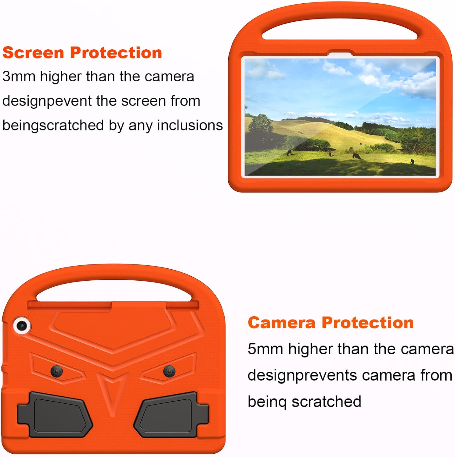 Kids Case for 11" Amazon Kindle Fire Max 11 Tablet (13th Generation, 2023 Release) with Handle/Folio Stand/Heavy Duty Protection EVA Foam Shockproof Lightweight Kids-Proof Cover, Orange Bird