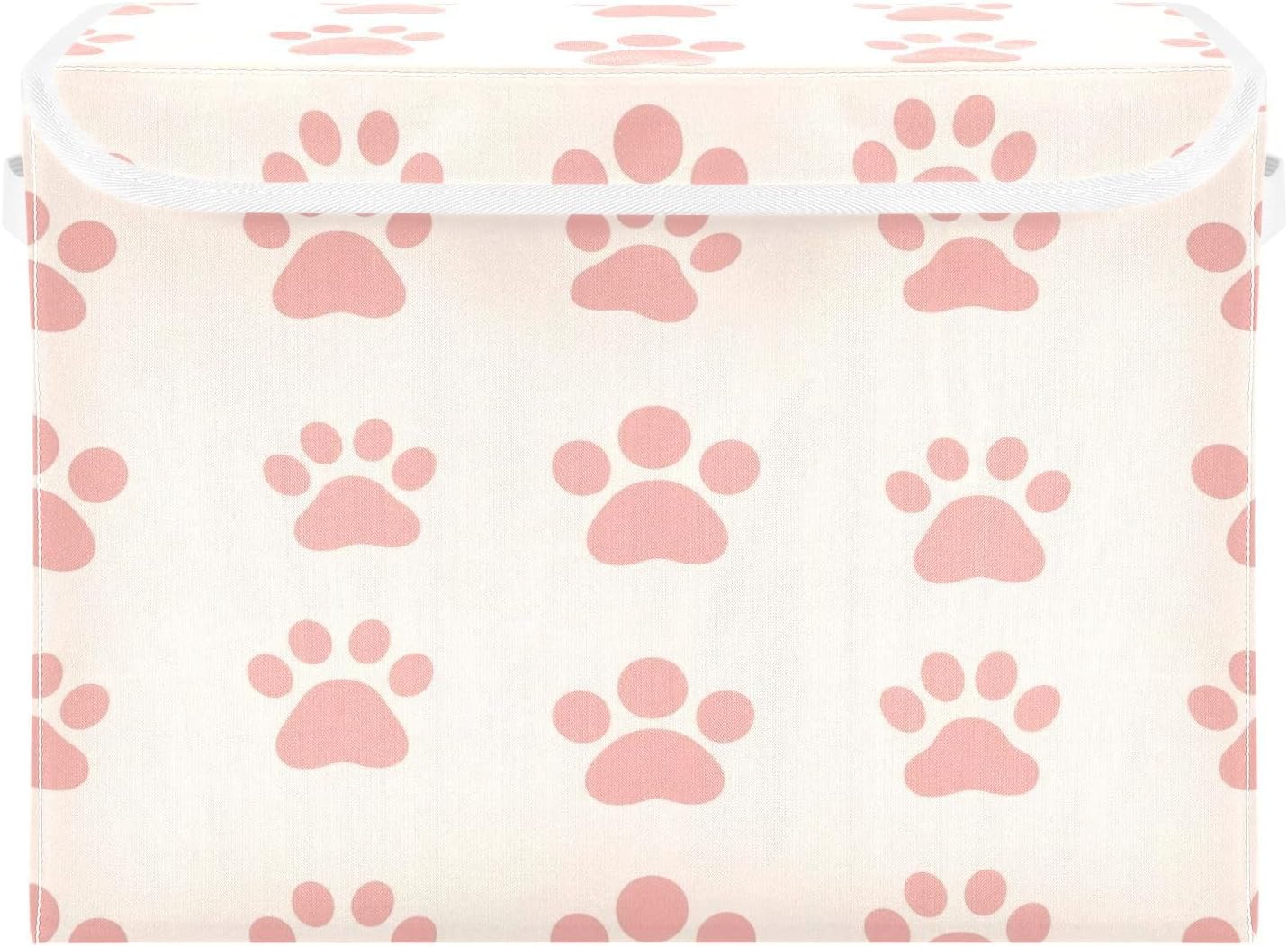 Paws Cat Dog Storage Bins with Lids Collapsible Storage Bin Cube Organizer Basket Large Fabric Storage Box with Handles for Home, Closet, 16.5x12.6x11.8in