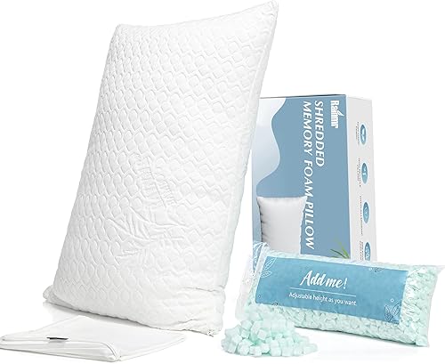 Miniatura 10 de Rainmr Juego de 2 almohadas de espuma viscoelástica tamaño Queen  Almohadas de cama ajustables para personas que duermen boca atrás lateral  con