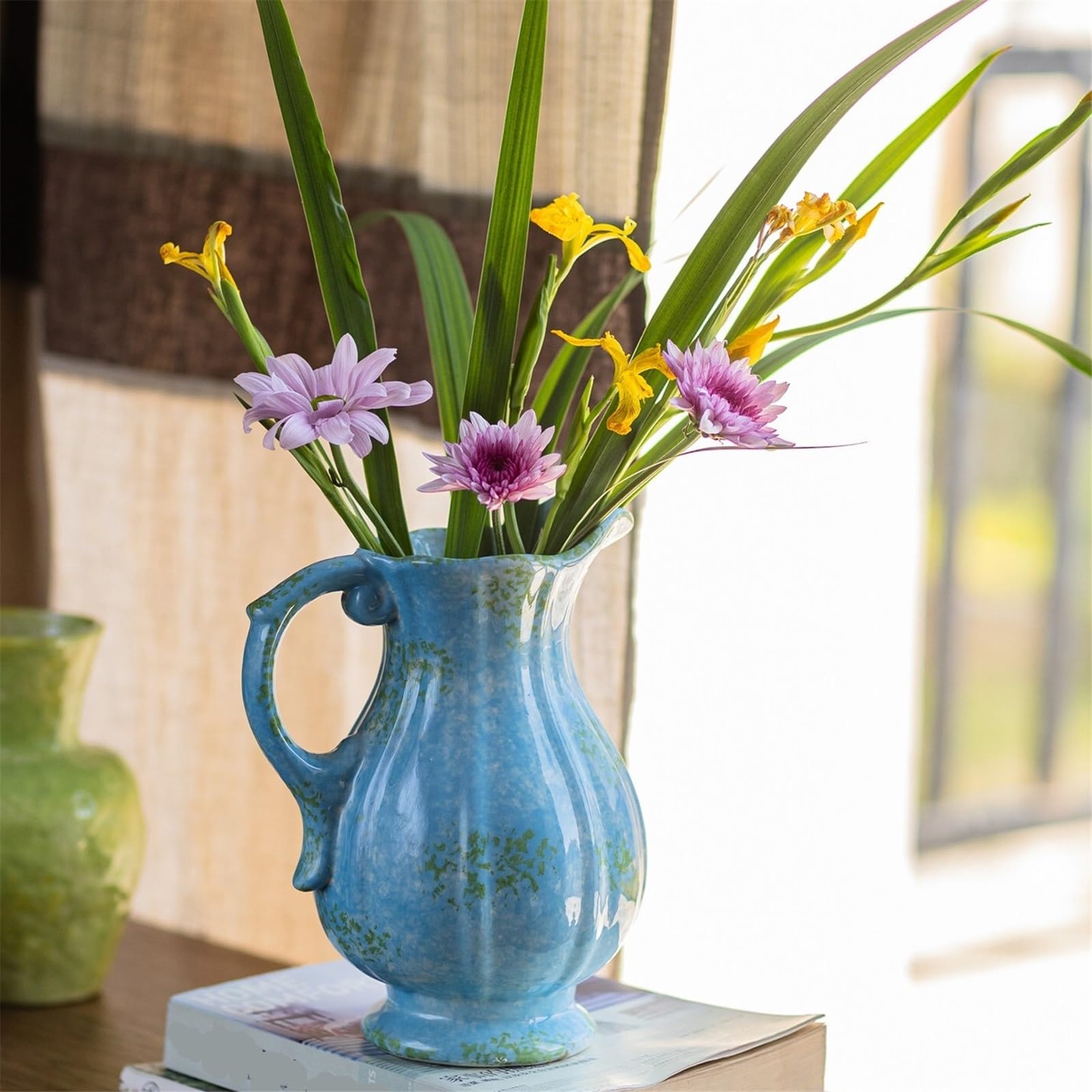 Dekoration Vintage Blaue Krugvase aus Keramik