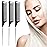 Rat Tail Combs Set: 3-Pack Teasing Styling Combs with Long Steel Pins for Women, Parting Combs for All Hair Types (Black)