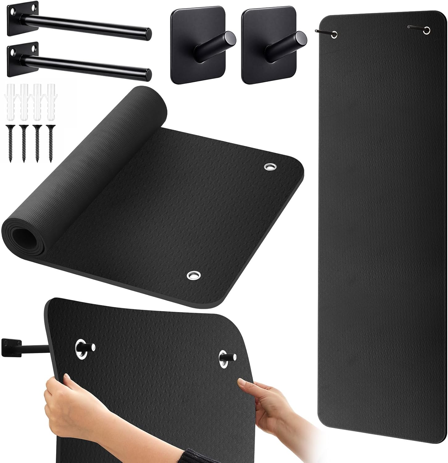 Hanging Yoga Mat, Exercise Mat Non Slip Thick for Women and Men, Tear-resistant Fitness Pad with Reinforced Holes for Home Gym, Yoga, Pilates,stretching