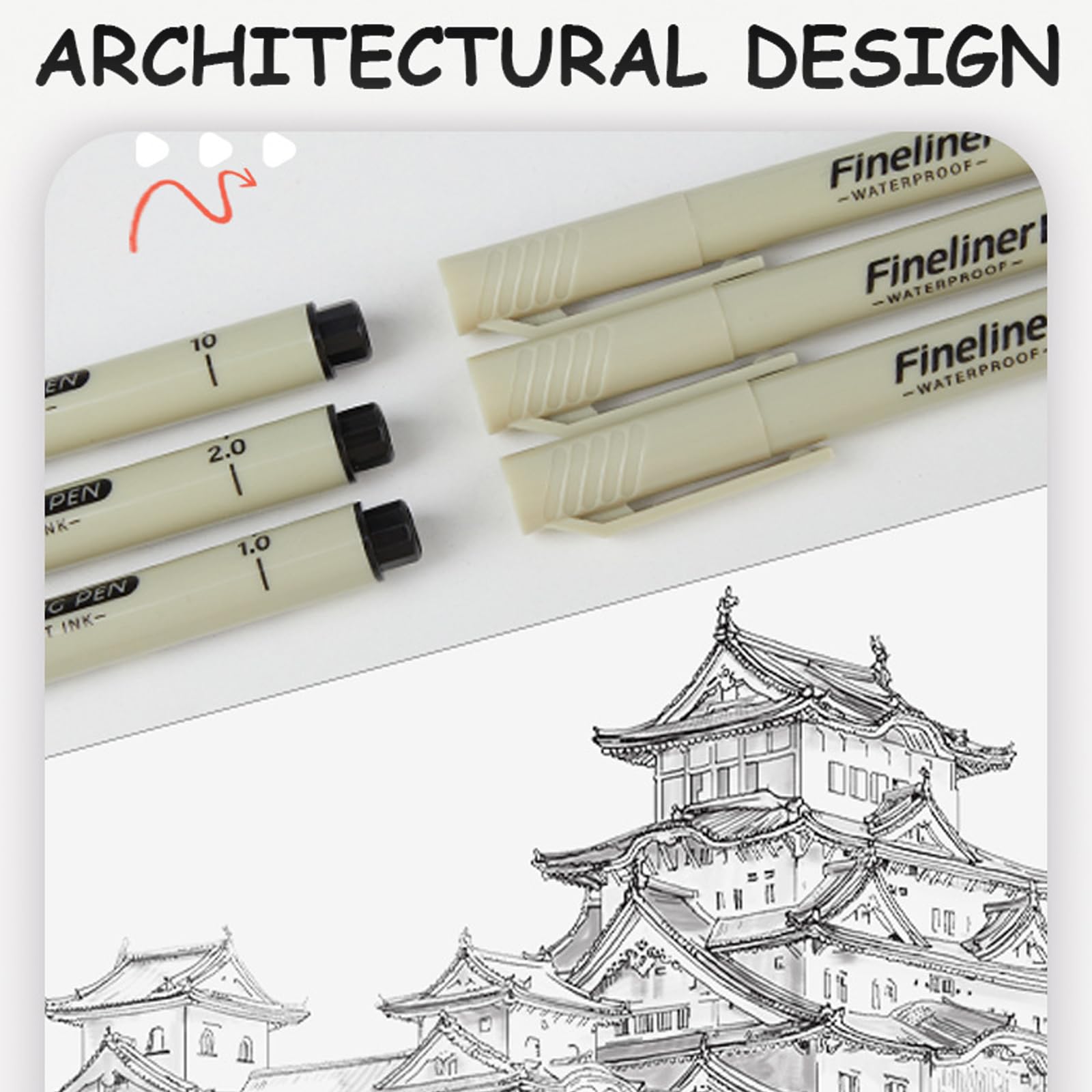 Penne da Disegno Nere 12 Pezzi Fineliner Nero Punta Fine Diverse Larghezze per Disegno Tecnico Illustrazioni Schizzi Manga