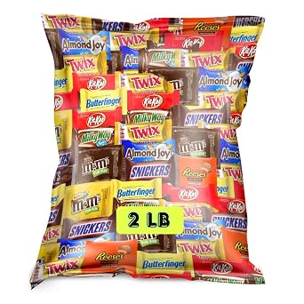 Bulk Assorted Fun-Size Chocolate Candy Mix 2 lb Variety Bag Individually Wrapped Mini Chocolates for Parties, Candy Buffets, Office Snacks, Pinatas, Weddings & Holiday Celebrations
