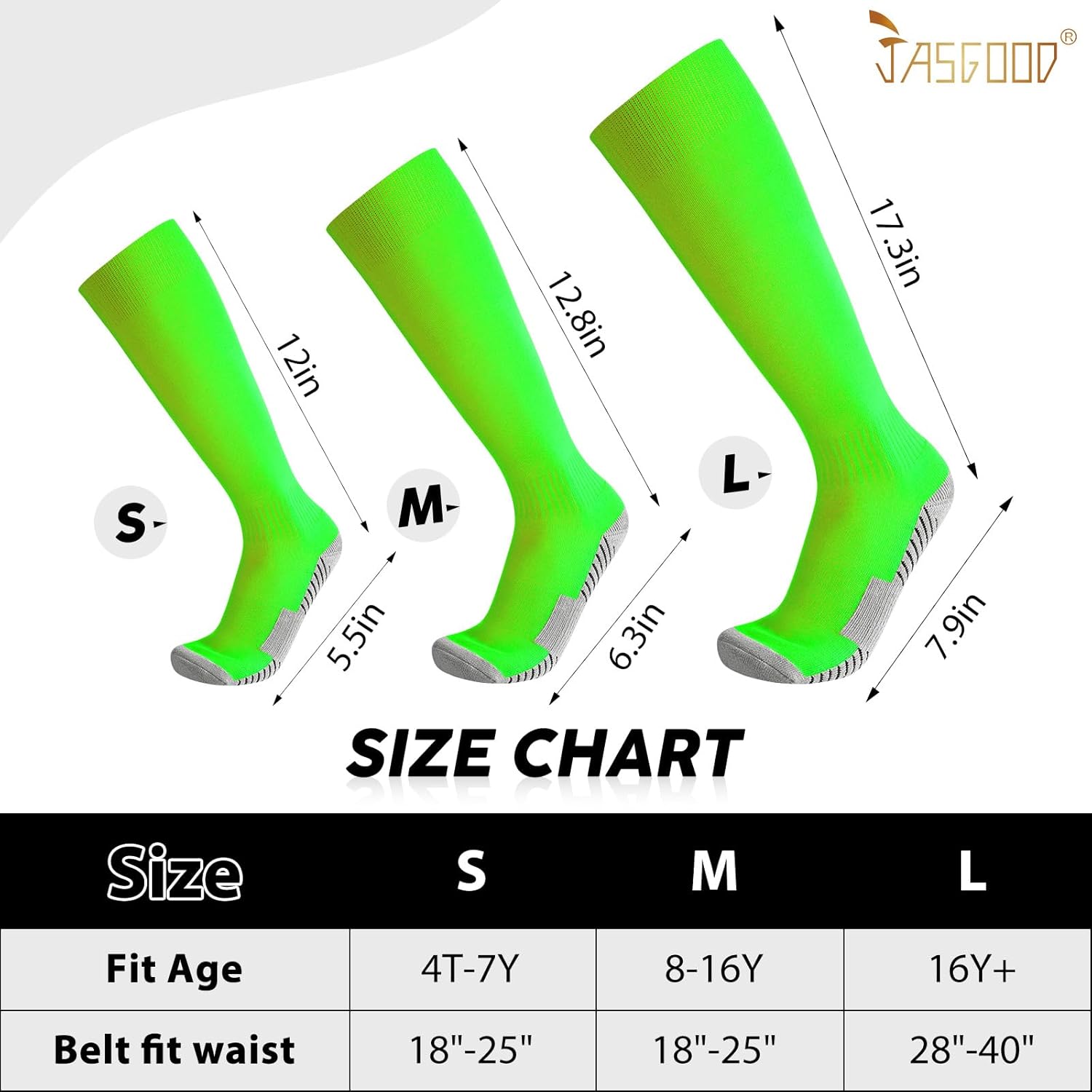 JASGOOD Baseball Socks and Belt Combo for Youth Adult Softball Socks and Elastic Belt for Boys Girls - Image 5