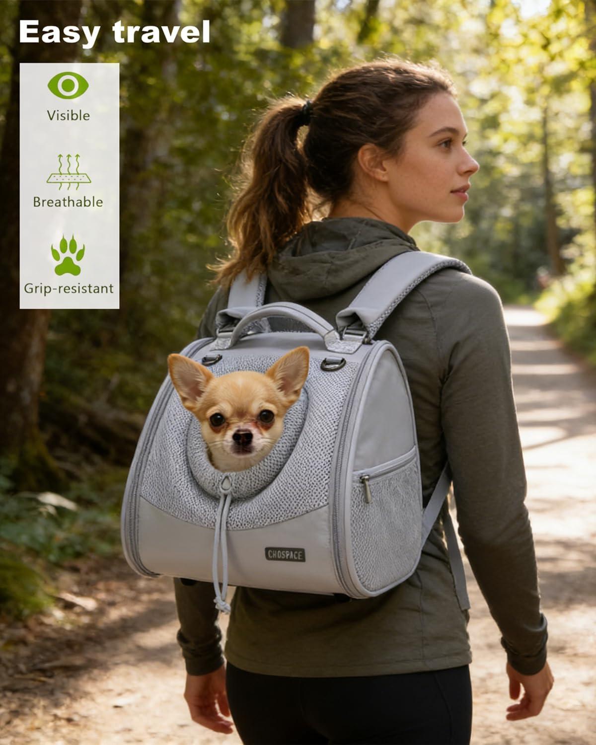 Pet Dog & Cat Chest Carrier Backpack,Adjustable Ventilated Carrier for Small Dogs Cats,Front Facing Puppy Carrier Backpack,Lightweight Doggy Backpack for Travel Hiking Outdoor (Heather Grey)
