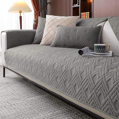 Miniatura 6 de vctops Funda acolchada geométrica para sofá modular de algodón, funda antideslizante en forma de L para niños y perros, respaldo y apoyabrazos,