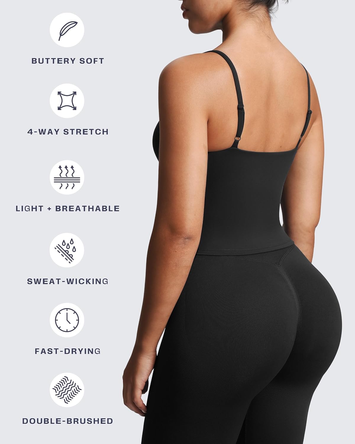 Aoxjox Women's Workout Sleeveless Sculpt Strap Longline Tank Fitness Training Gym Yoga Crop Tanks