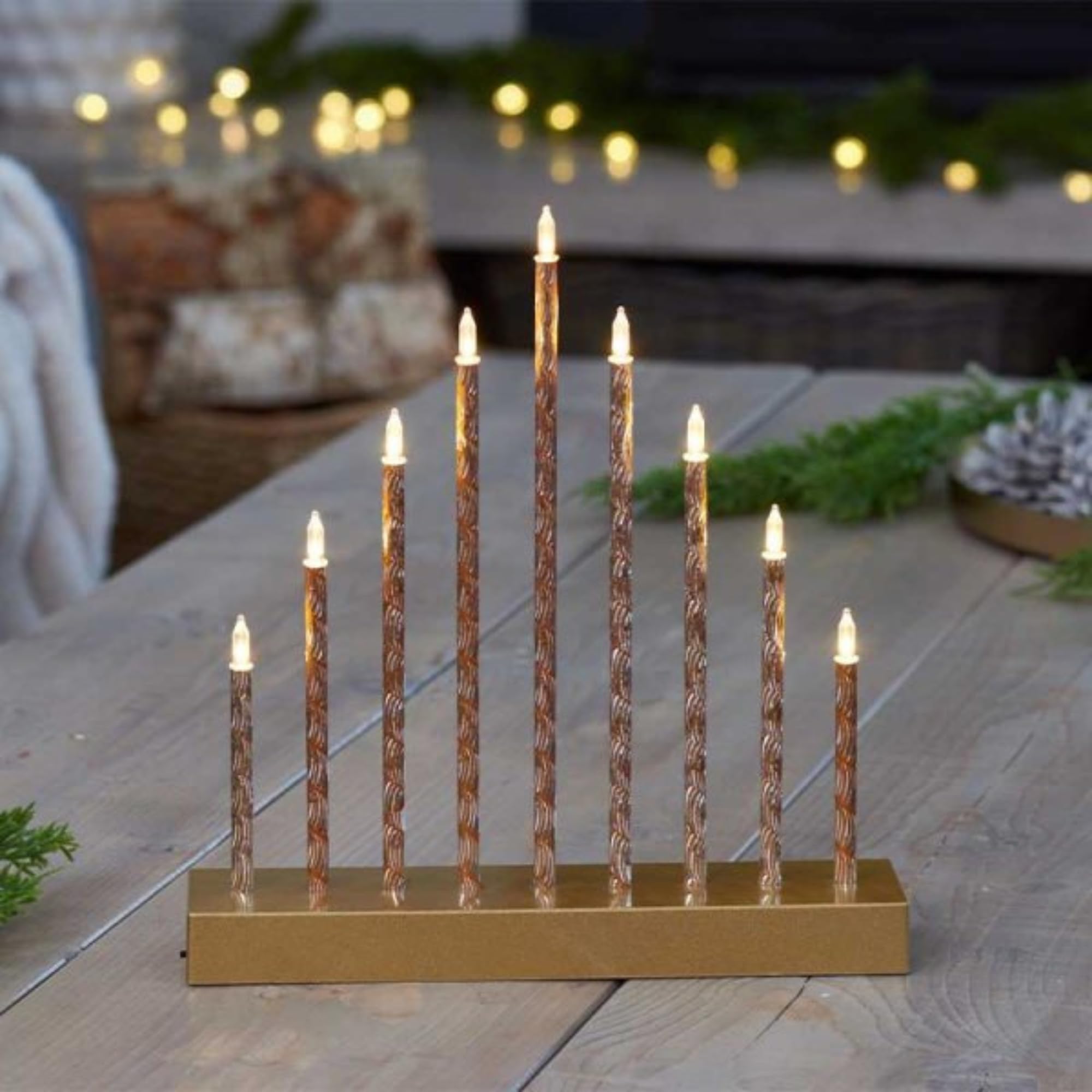 Samuel Alexander Unisex Gold 26Cm Light Up Christmas Candle Bridge With 9 White Leds
