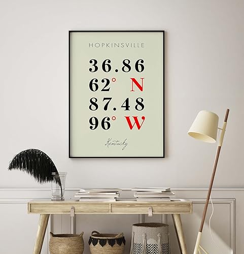 Miniatura 8 de Mapa de Hopkinsville, Kentucky, Coordenadas Multilíneas de Colores (8x10)
