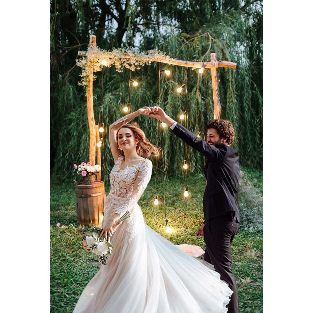Baocicco 8x10ft Rustic Style Engagement Ceremony Backdrop Stunning Wedding Arch Decorations Twinkle Lights Floral Bouquets Background Wedding Date Valentine's Day Lover Couples Portrait Studio Props