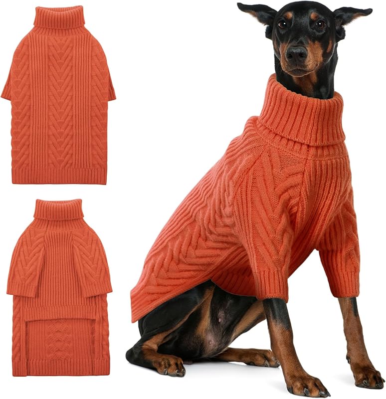 Suéter para Cachorros Grandes em Veludo Ártico com Gola Alta ASENKU ASE-717MY Redorange 3XL