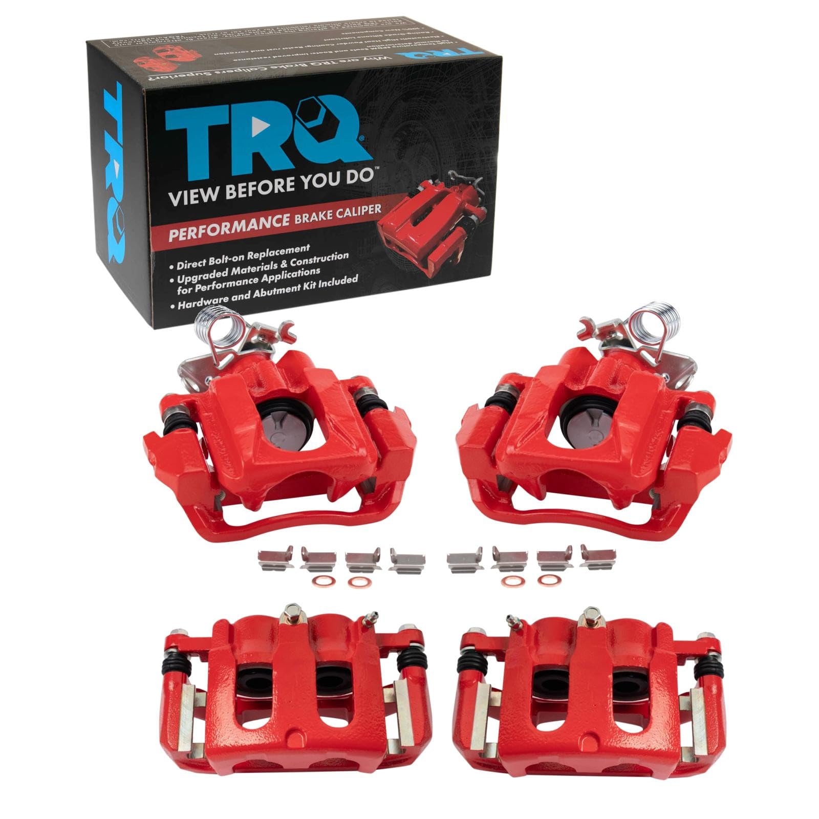 TRQ Front and Rear Brake Caliper Set Performance Brackets Compatible with 2010-2012 Ford Flex 2011-2018 Explorer 2013-2018 Taurus 2010-2013 Lincoln MKT