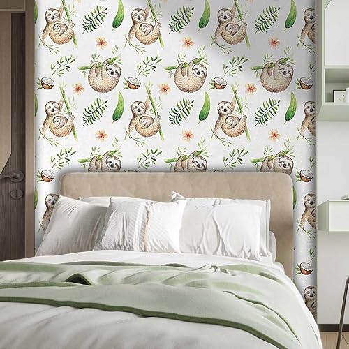 Miniatura 2 de Papel tapiz Art Deco con diseño de perezoso para decoración de pared, casa de muñecas, aplicación multiescena (W) 31.5 pulgadas de ancho x 24