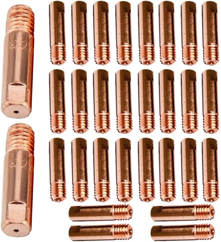 30 Pcs Copper Contact Tips Welding Contact Tips 0.8 MM 0.9 MM 1.0 MM Copper Contact Tip for 15AK MIG/MAG Welding Torch Consumables