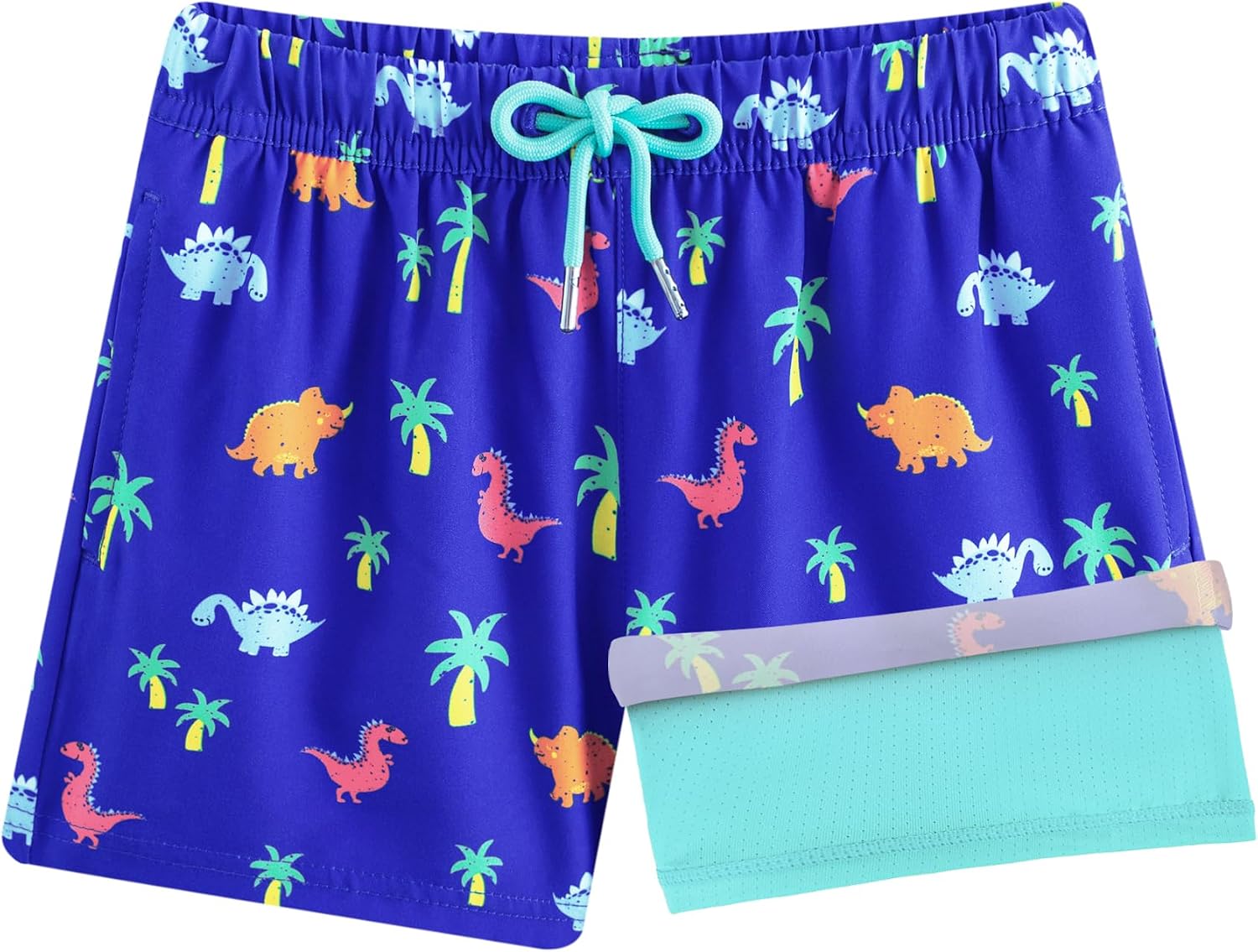 BRISIRA Boys Swim Trunks Swim Shorts with Compression Liner Stretch Bathing Suit Swimsuit Toddler Kids Youth Teen Quick Dry