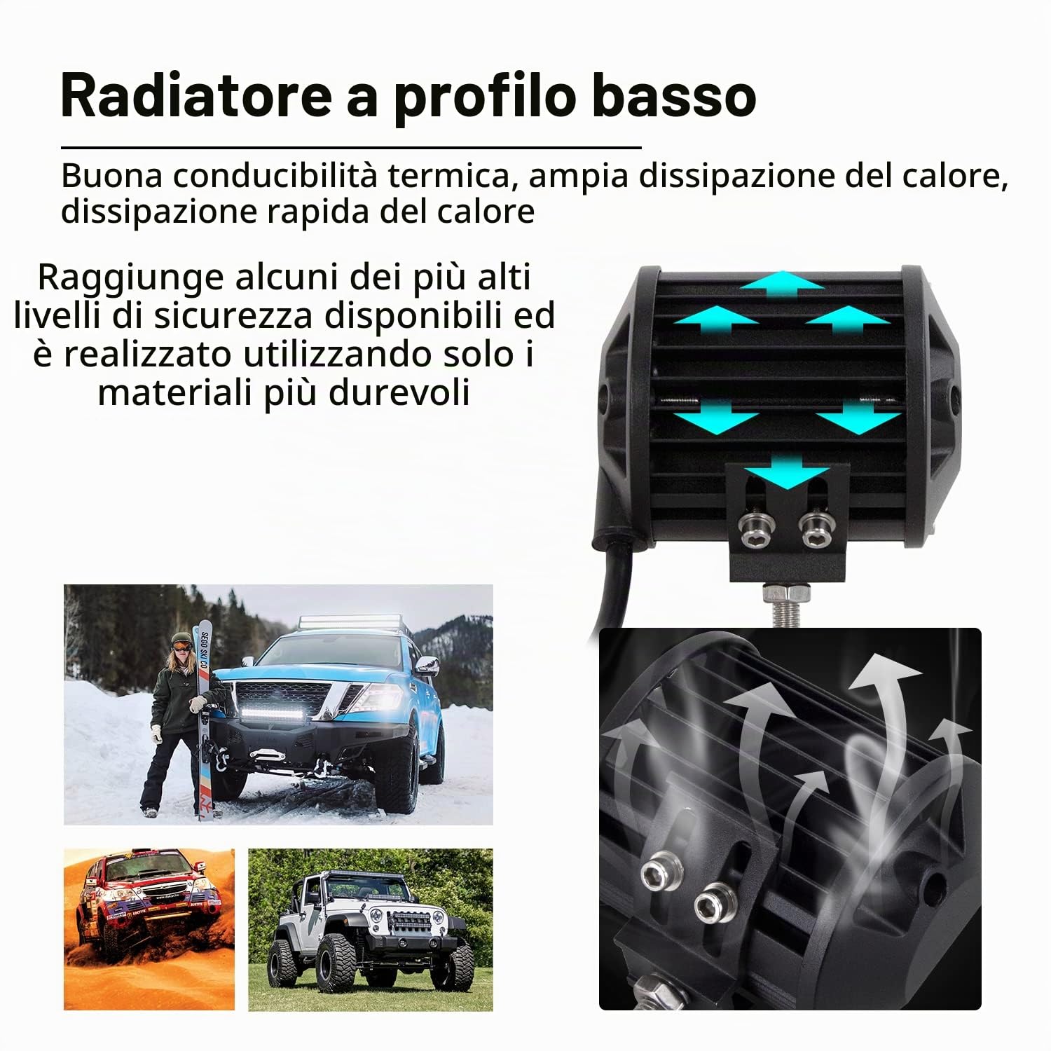 SKYWORLD 2 Pcs Faro da Lavoro LED, 4 Pollici 10 cm 60W Spot Flood Luci di Lavoro Fuoristrada Fari Off Road per 4x4 Moto Auto ATV SUV Trattore Harvester 12V 24V, Impermeabile 6000K Bianca