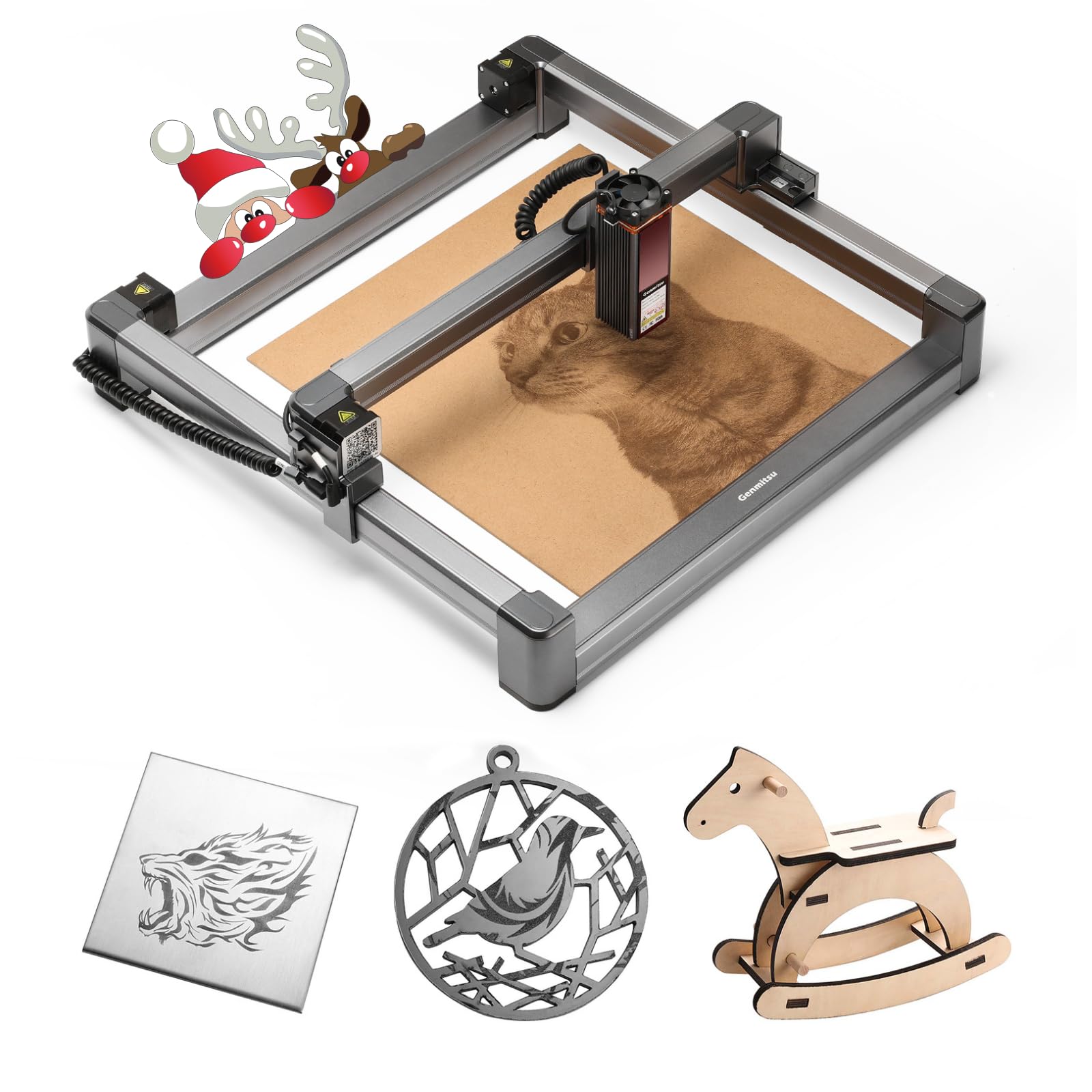 Genmitsu Jinsoku LC-40 10W Optical Power Laser Engraver, 0.08*0.05mm Compressed Spot Laser Cutter with Linear Rails, APP Control, High Accuracy Laser Engraving Machine for wood, metal, 400mm x 400mm