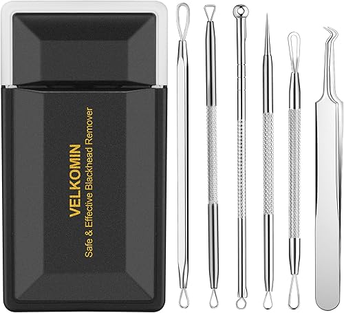 Kit de herramientas para quitar puntos negros, juego de 6 piezas de extractor de espinillas de acero inoxidable con pinzas, garantía de reemplazo de
