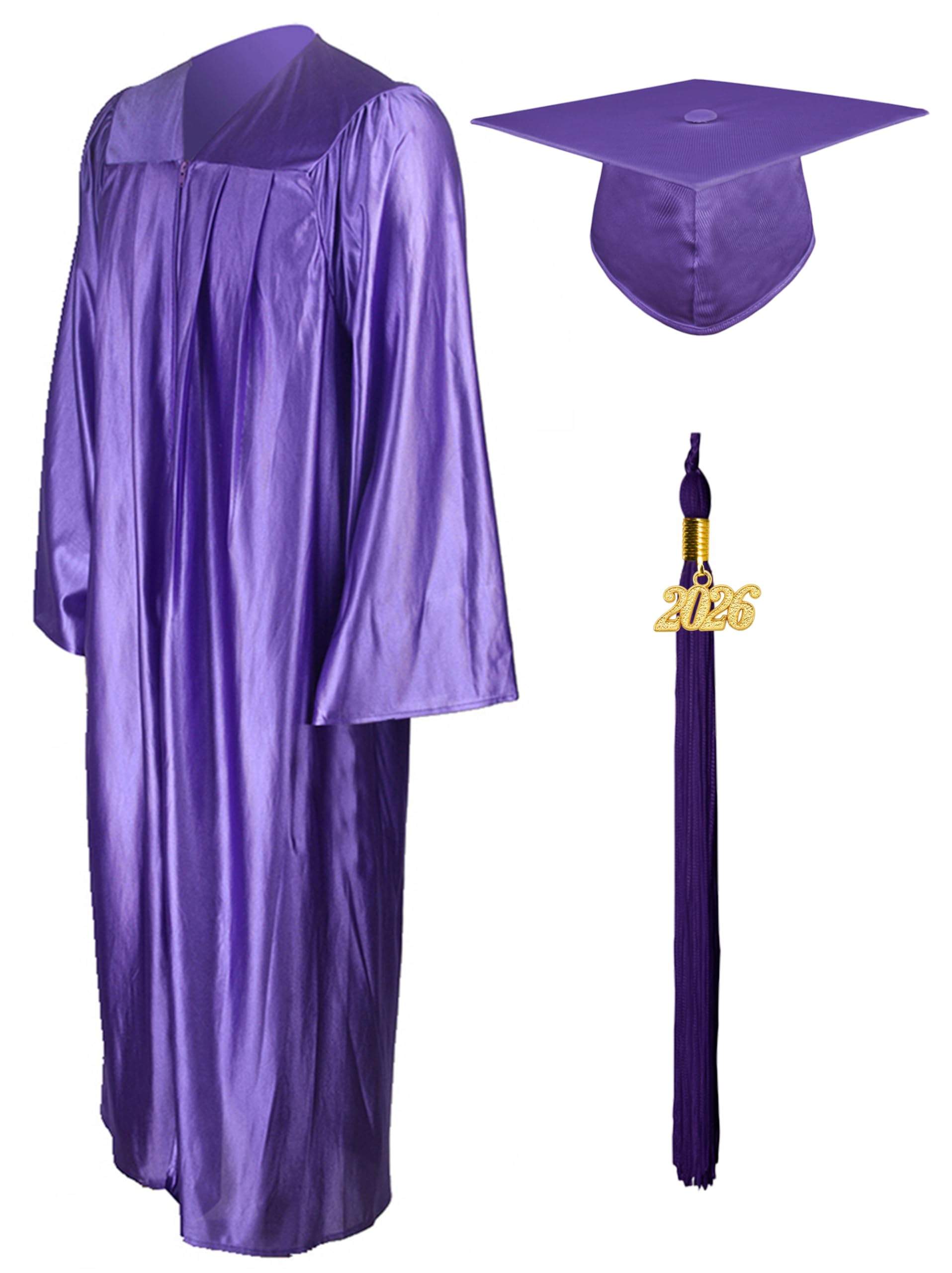 GraduationMall Shiny Graduation Cap and Gown with 2026 Tassel for High School and Bachelor