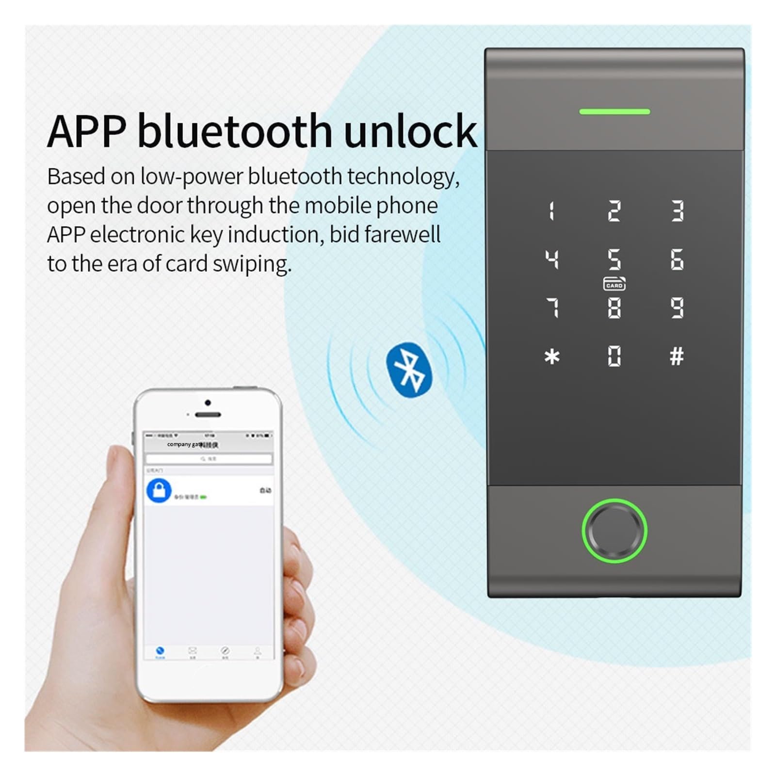 Samodzielna klawiatura kontroli dostępu Bluetooth z czytnikiem linii papilarnych, metalowa, wodoodporna, zewnętrzna,Większe bezpieczeństwo(MJ01 gray-remote)
