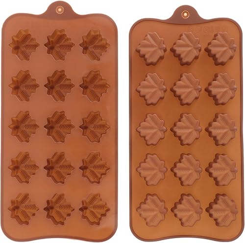 2 moldes de silicona para hojas de arce, moldes de fondant de otoño y otoño, molde de caramelo de chocolate para Acción de Gracias, Halloween,