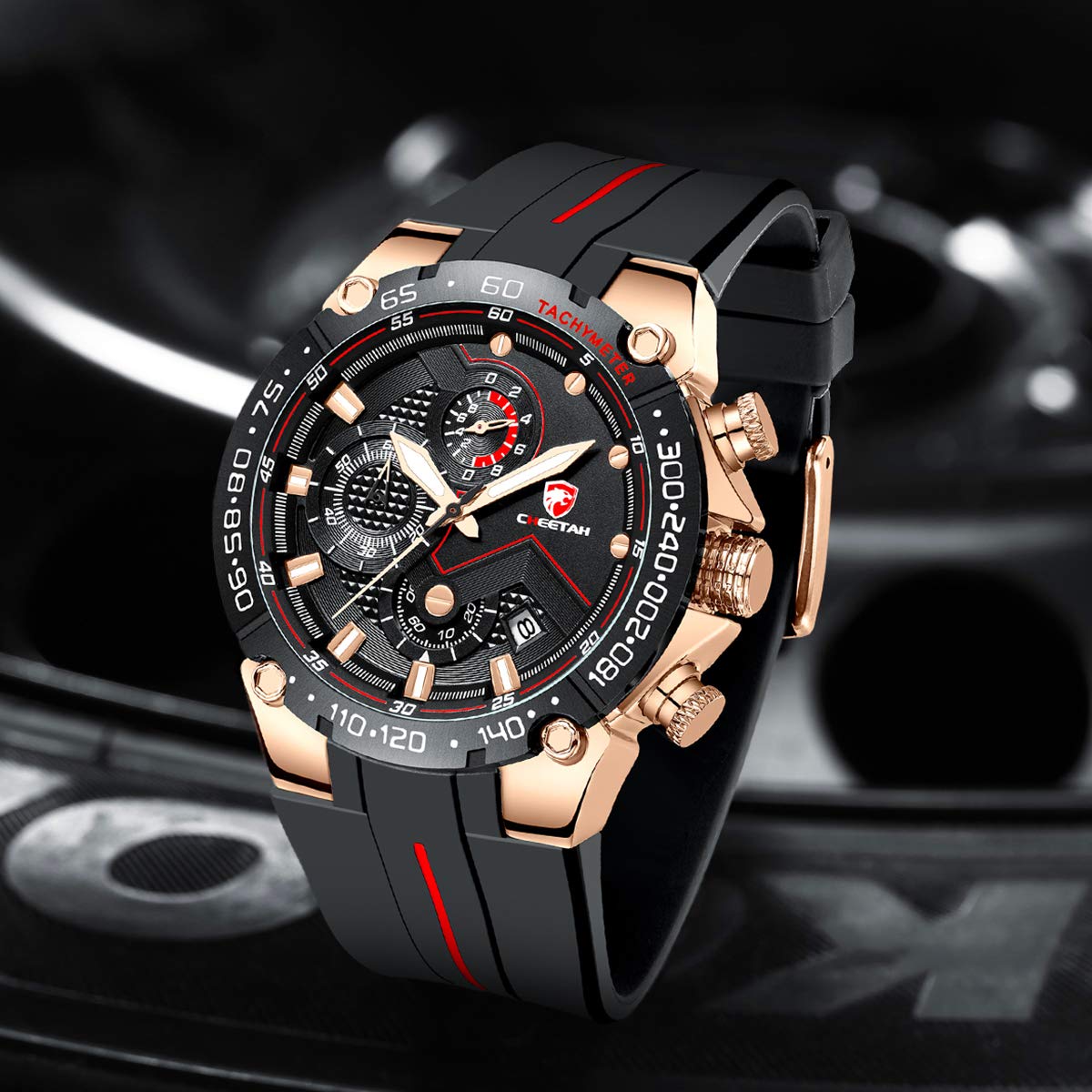 Affute Orologio da uomo cronografo sportivo impermeabile con cinturino in silicone, data, orologio da polso al quarzo luminoso