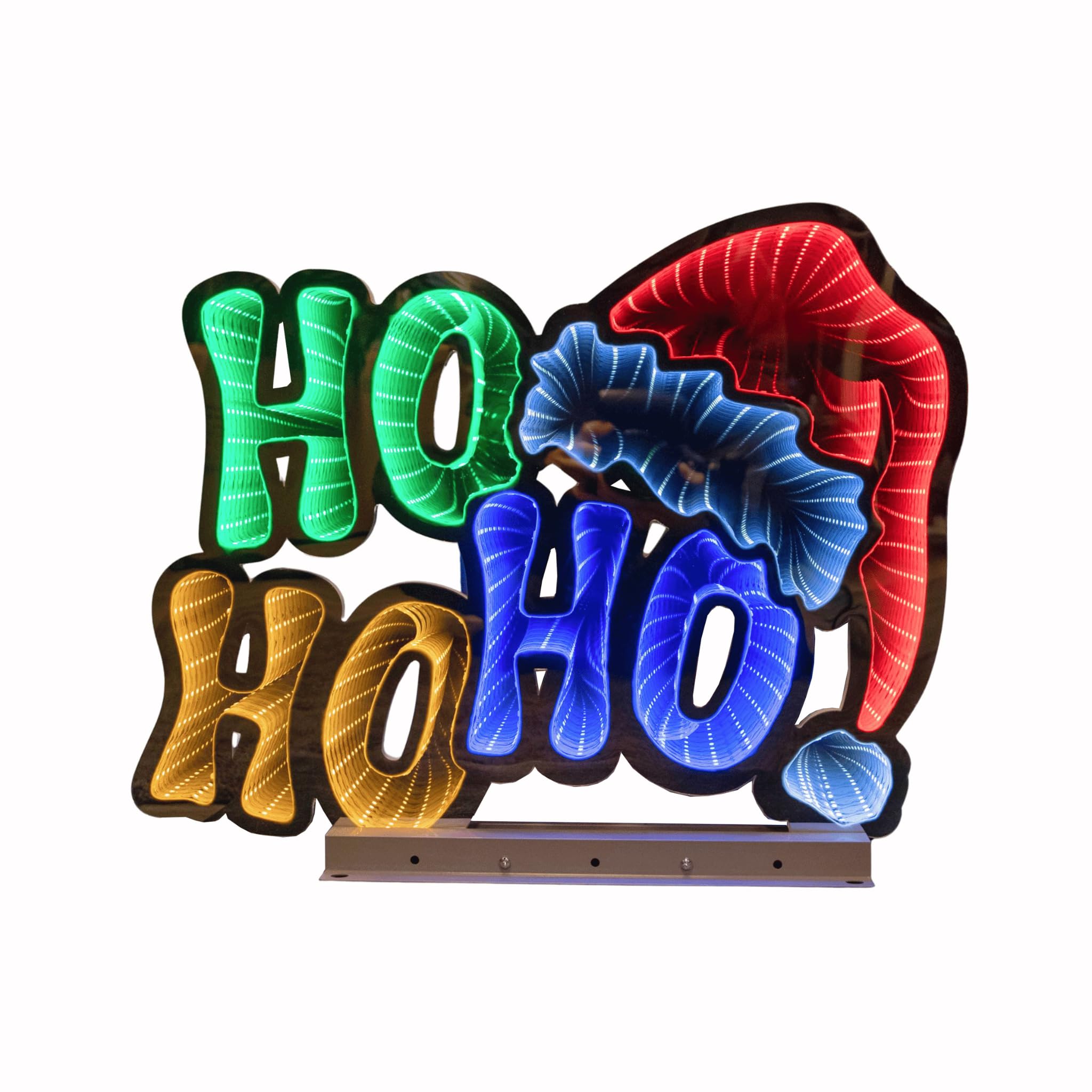 Samuel Alexander Light 40Cm Infinity Ho Ho Ho On Metal Base With Multi-Coloured Leds