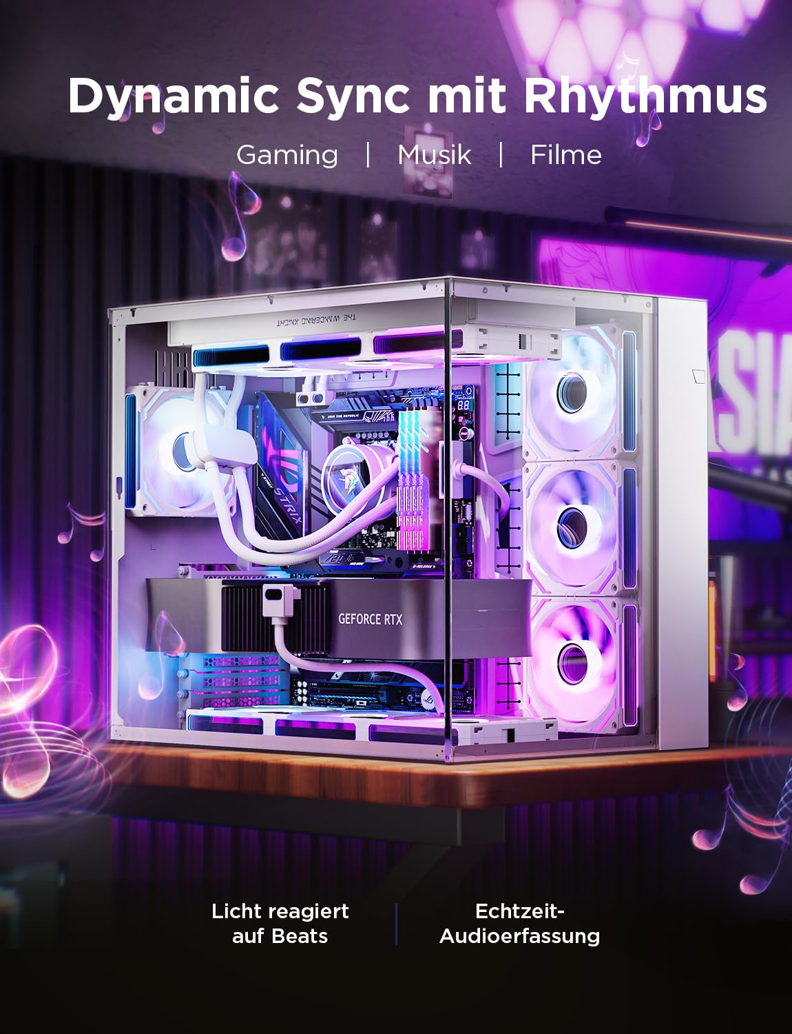 AsiaHorse COSMIQ RGB PC Lüfter 120MM Gehäuselüfter 3 Stück, ARGB Daisy Chain PC Lüfter [Infinity Mirror] [FDB] 2000 RPM/68,5 CFM/24 LEDS 4 Pin PWN & 5V 3Pin ARGB mit Controller. Weiß