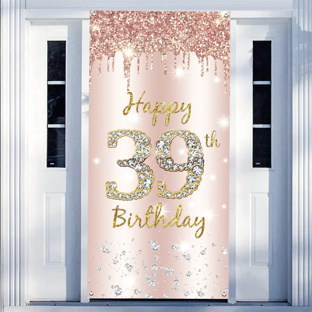 Felice 50 ° compleanno Porta Banner Decorazioni per le donne, Rosa Rosa Oro 50 Festa di compleanno Porta Copertina Segno Sfondo Forniture, Cinquant'anni Compleanno Pos | IT