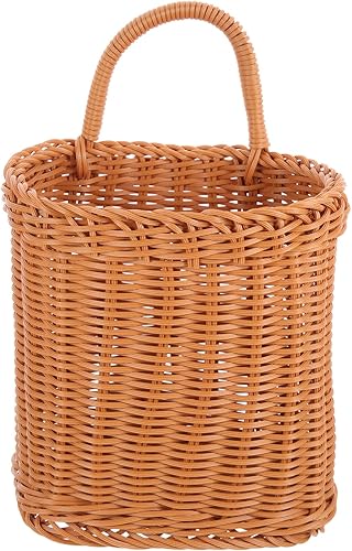 Didiseaon Macetas colgantes Cesta de flores colgante tejida Macetas de mimbre de pared Organizador de utensilios de cocina Retro Farmhouse Rustic