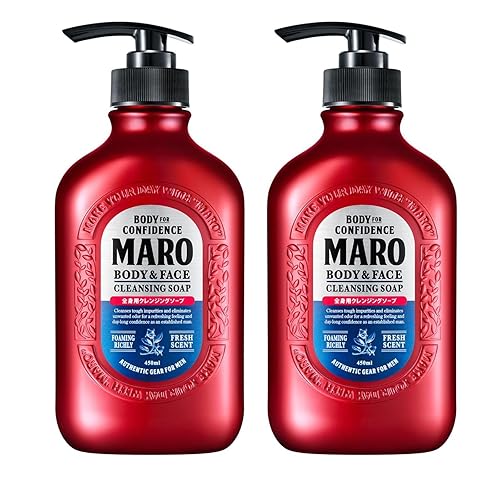MARO Jabón limpiador corporal y facial (paquete de 2)  Gel de ducha todo en uno para hombre y lavado facial, jabón corporal para hombre con aroma