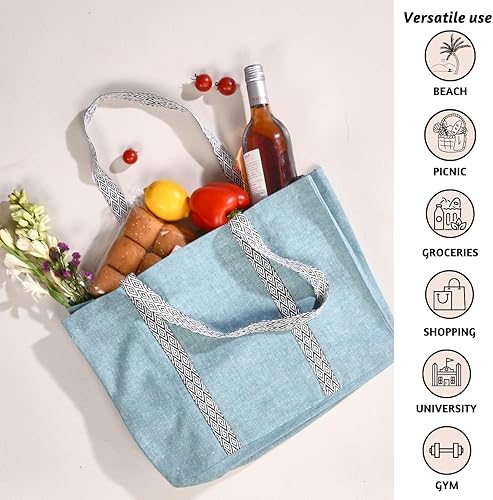 Miniatura 8 de Folkulture Bolso tote para mujer, lona, Verde salvia, Bolso tote