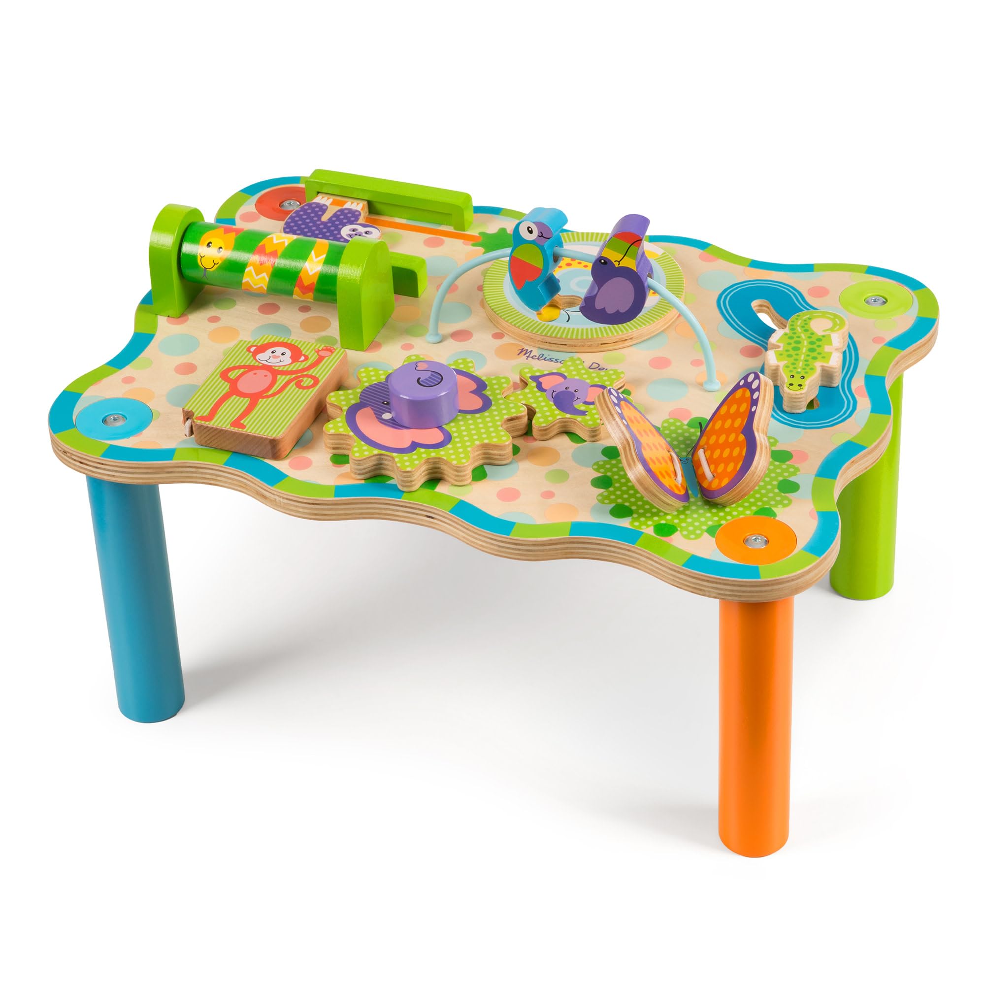 Melissa & Doug First Play Jungle Wooden Activity Table, Baby And Toddler Toy, Sturdy Wooden Construction, Helps Develop Fine Motor Skills Gold