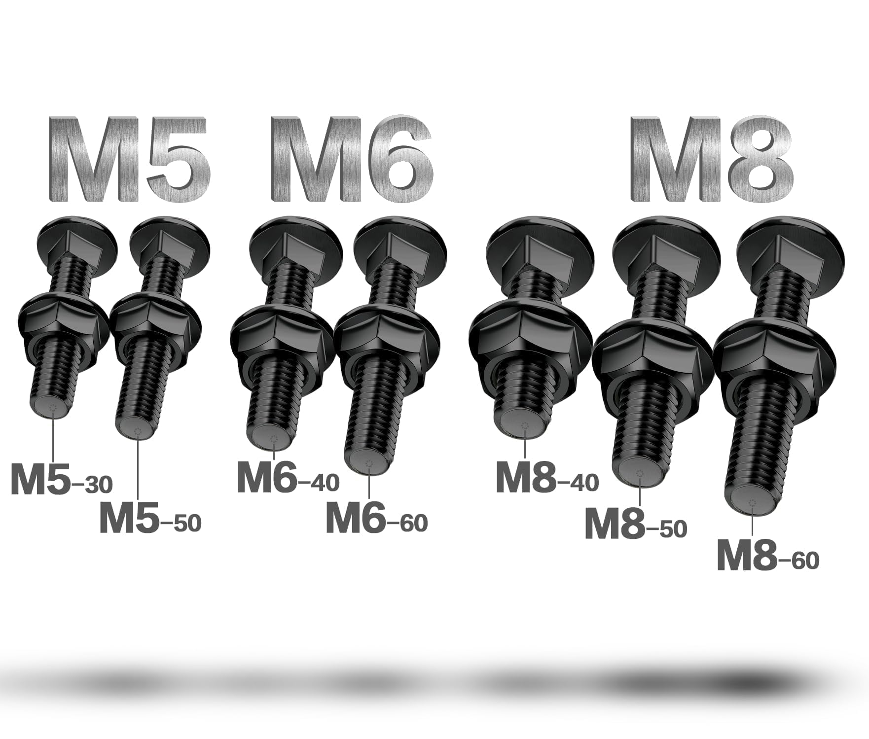 SWTYExt 25 Pièces Boulon M8x60mm Carrosse Boulons Acier Inoxydable 304 avec Ecrou M8 DIN 6923 pour Bâtiment Machines Industrielles Automobile Motos Décoration Maison