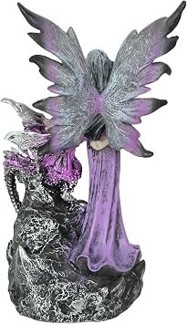 Everspring Amethyst Purple Fairy and Dragon LED Lighted Geode Statue