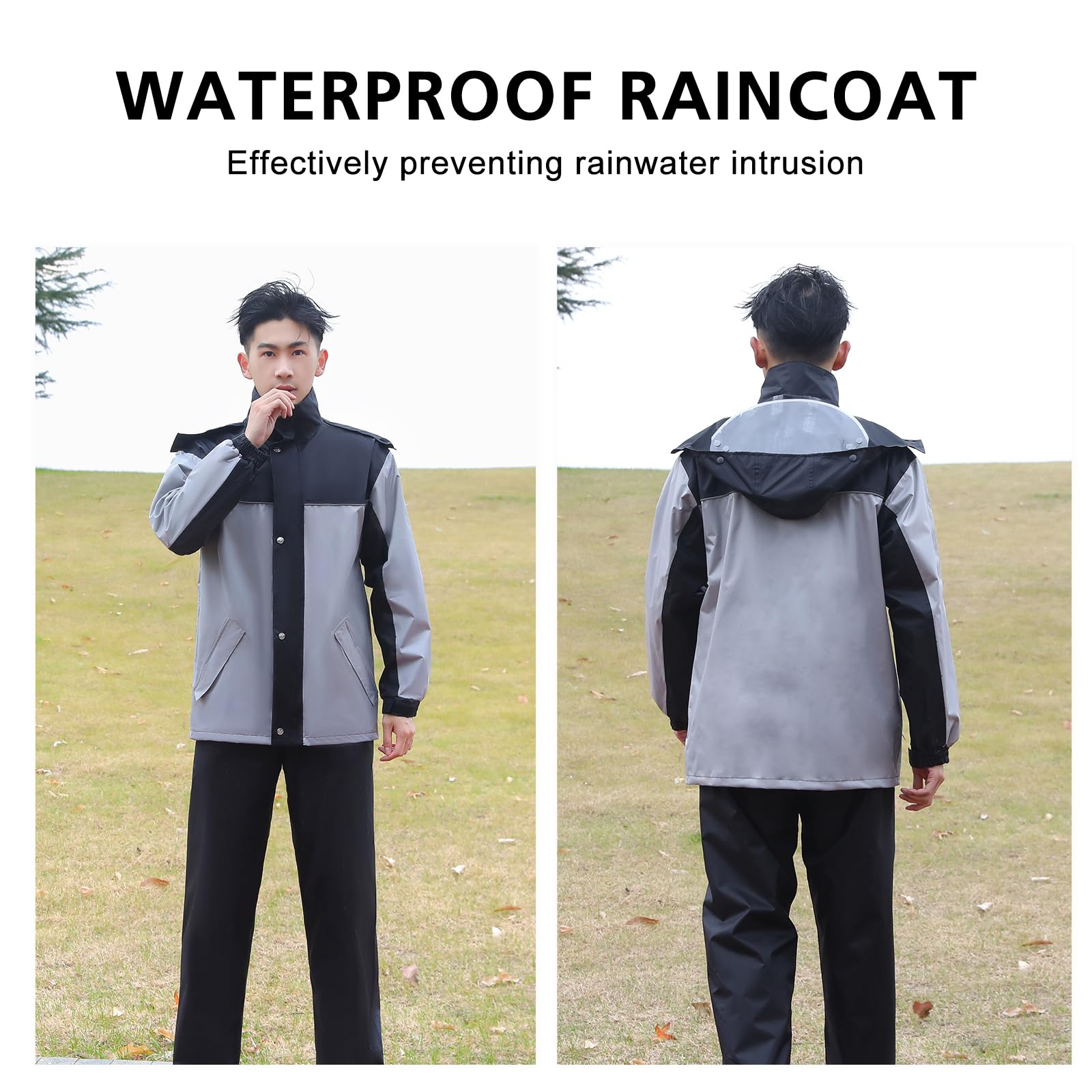 Trajes de lluvia Impermeables Para Hombres Trabajo al Aire libre Chaqueta de lluvia y Pantalón Unisex Ropa de lluvia con Capucha Para Todos los Deportes Granja Pesca Motocicleta