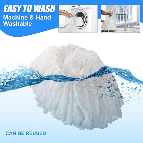 Miniatura 6 de Cabezal de repuesto de trapeador giratorio de microfibra, repuestos de fregona giratoria de tamaño estándar de forma redonda para Hurri-can y otros