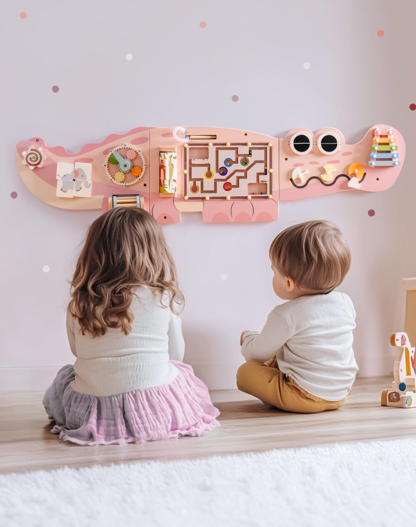 ROBOTIME Elemento da parete - Coccodrillo Activity Board - Tavola in legno - Avventura divertente nella giungla - Multi - Giocattoli interattivi - Selettori di forme - Turnaze - Montessori educativi -