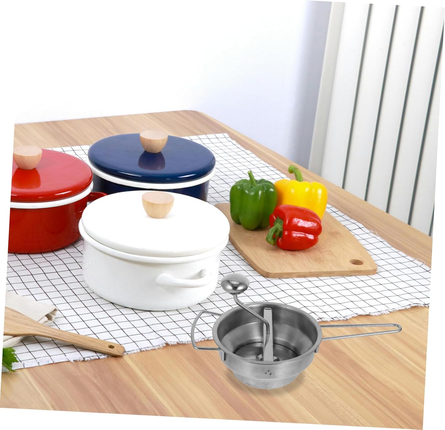 Stainless Steel Manual Potato Ricer with Grinding Discs Ergonomic Handle Kitchen Tool for Mashed Potatoes Fruit Jam Compact Food Press and Masher