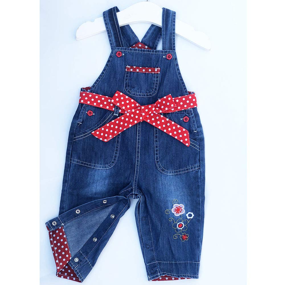 Peacolate 6M-3 Ans Bébé Fille Brodé Jean Salopette Combinaisons Enfants Pantalons