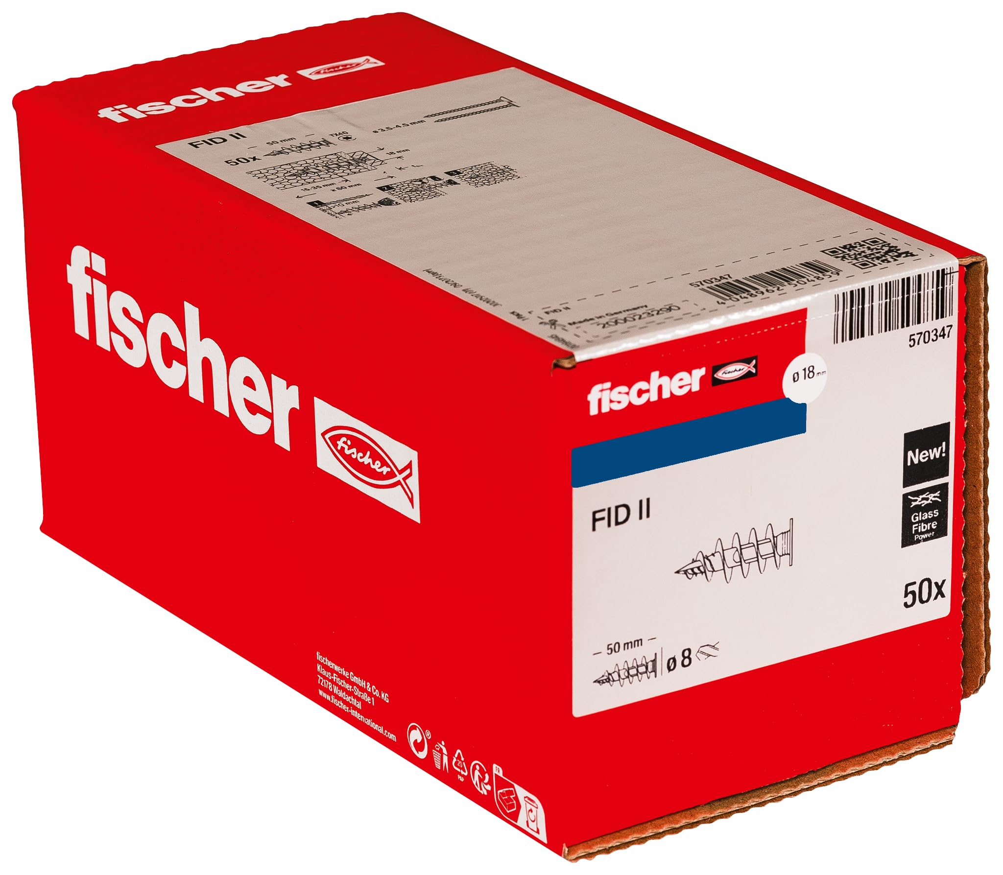 Fischer FID II 50mm 50x Coat Anchors Insulating Light Load Fixing 570347