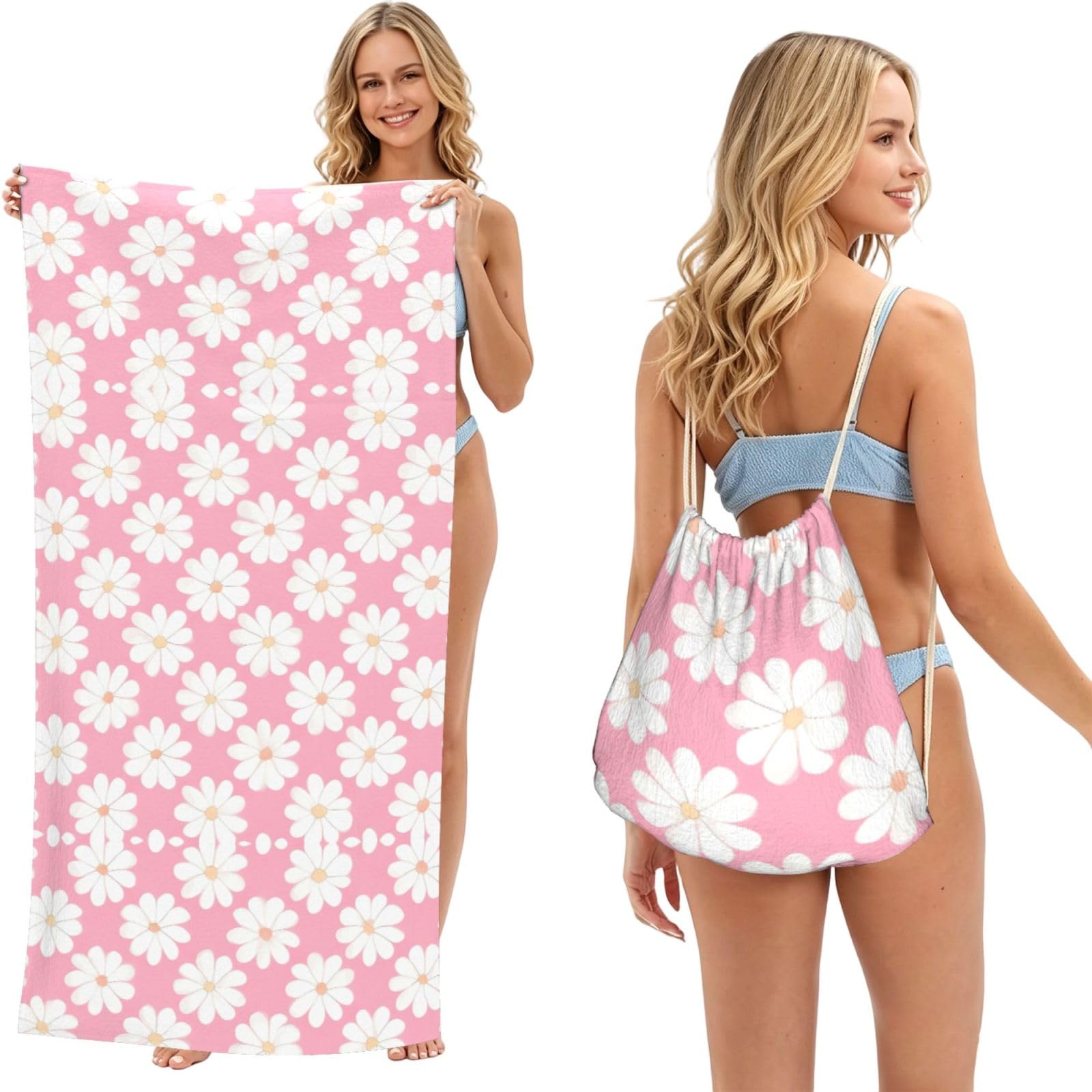 SXZVVBN Camellia pattern 2-in-1 Beach Towel Bag, Quick Dry Sand Free Travel Towel Backpack for Adults