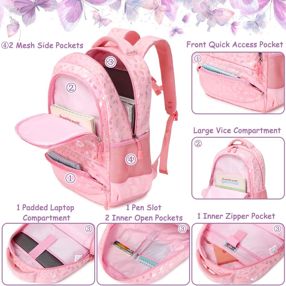 Meisohua Girls Backpack with Lunch Box 3 in 1 Set Kids Backpack for Girls Preschool Kindergarten Elementary School Backpack