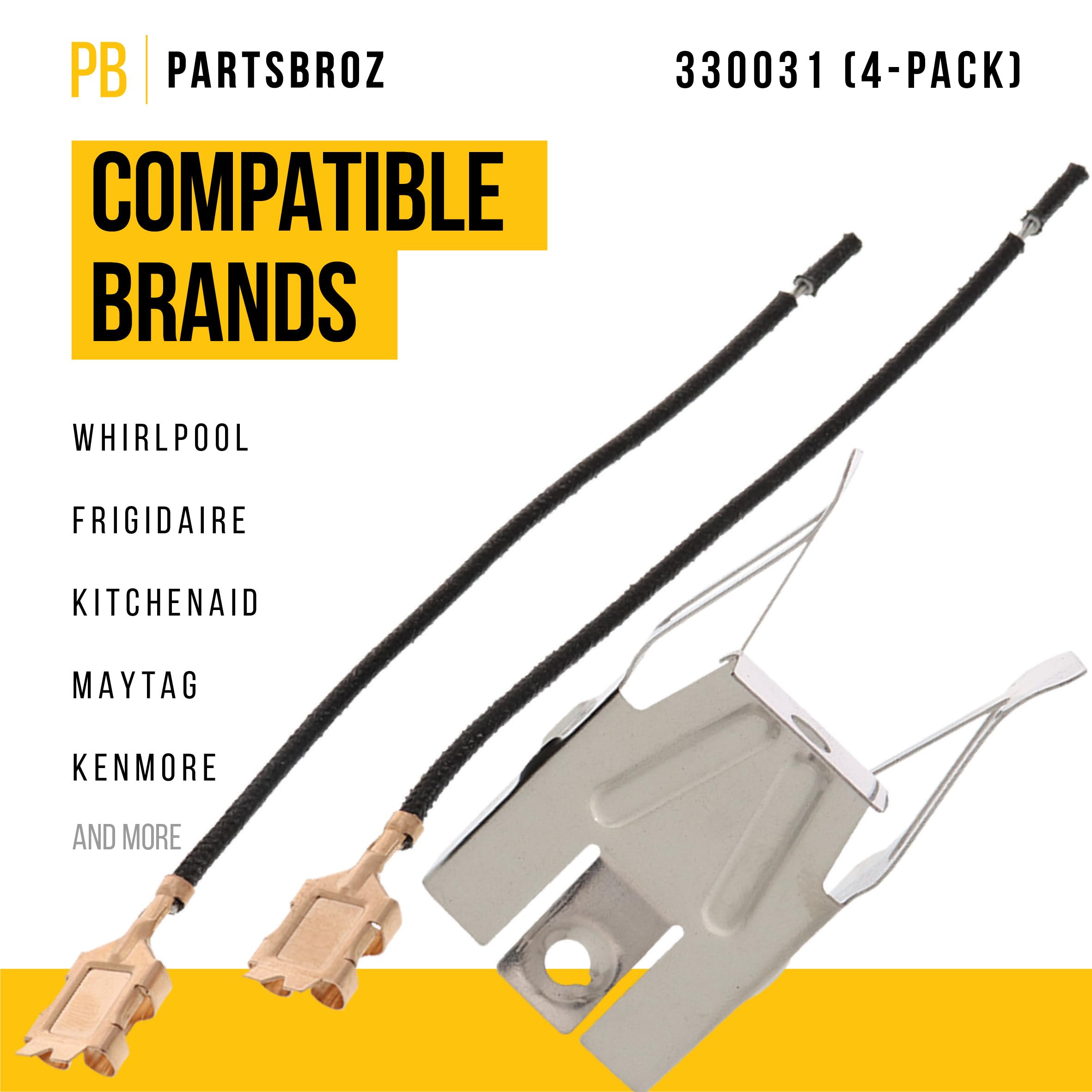 PartsBroz 330031 Surface Burner Plug-in Block Kit (4-Pack) - Compatible With Whirlpool Amana Roper Kenmore Cooktop Range - Replaces AP3075808 PS340571 WB17X210 4335480 5303935058 W10841094 99989649