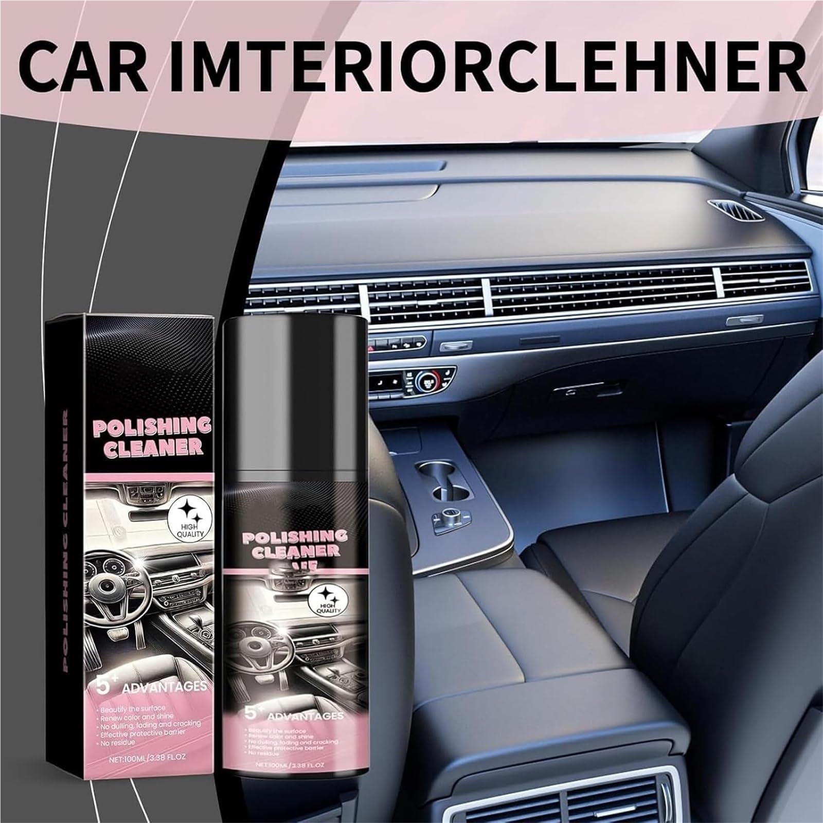 Nicetopu Polishing Cleaner, Car Interior Cleaner & Protectant, Waterless Spray Wax for Leather, Plastic & Rubber, Restores Shine & Repels Dust, for All Cars